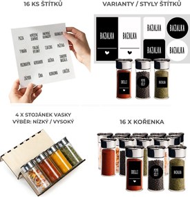 Orion Sada 16ks koreničiek SPICEBLACK 100ml + 4ks organizér na koreničky VASKY + sada 16ks štítkov