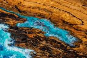 Konferenčný stolík - 91 x 51 cm - špaltovaný buk / epoxidová živica