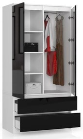 Skriňa S 90 cm 2D 2SZ CLP čierna, lesk