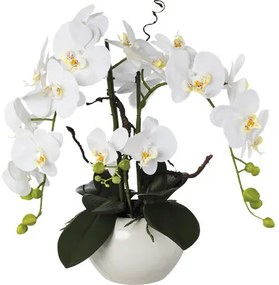 Umelá kvetina aranžmán phalaenopsis 55 cm Real Touch biela