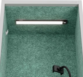 Akustická kabína SALLY MentalBox 600 mm – sivý korpus, zelené sedadlo