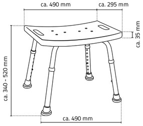 Ridder, Kúpeľňová stolička, nastavitelná výška, biela, A00601101