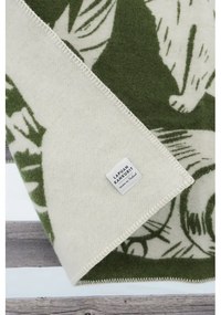 Vlnená deka Kissanpäivät 90x130, olivovo-biela