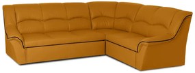 Kožená rohová sedacia súprava DUBAJ LUX XL II, pravá, horčicová (K-99)_čierna (K-70)