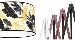 Stojacia lampa Gold Flowers, 1x biele textilné tienidlo s kvetinovým vzorom, (výber zo 4 farieb konštrukcie), (fi 35cm)