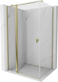Mexen Mist T, sprchový kút s krídlovými dverami, 75 x 120 cm, 8mm číre sklo, zlatý lesklý profil, 8A4T-075-120-50-00