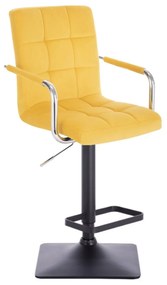 LuxuryForm Barová stolička VERONA VELUR na čierne základni - žltá
