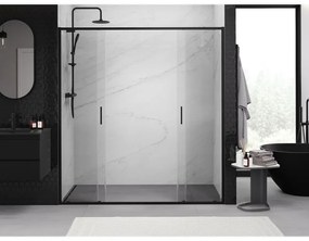 Mexen Exo, 2-krídlové posuvné 200x200 cm, 6mm číre sklo, čierny profil, 8152-200-000-70-00
