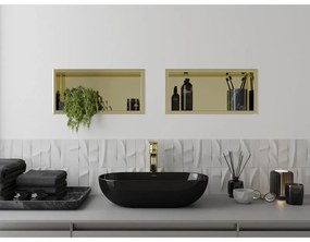 Mexen X-Wall-R, polička na zapustenie na obklad s golierom 45 x 20 cm, zlatá lesklá, 1950452010