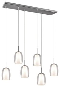 Závesné svietidlo v striebornej farbe so skleneným tienidlom Barret – Trio Select