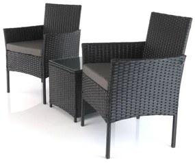 Záhradný balkónový set Nilo - 2 miesta, čierna