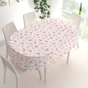 Biante Bavlnený oválny obrus Sandra SA-304 Oranžovo žlté ružičky na bielom 100x140 cm