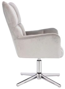 LuxuryForm DESIGN Kreslo AURORA VELUR na striebornom kríži - svetlo šedé