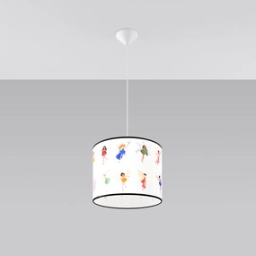 Detské závesné svietidlo Fairy, 1x plastové tienidlo so vzorom, (fi 30cm)