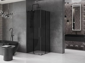 Mexen Velar Duo, sprchový kút s posuvnými dverami 90 x 90 cm, 8mm šedé sklo, brúsený grafit, 871-090-090-42-95