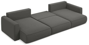 Tmavosivá zamatová rozkladacia/s úložným priestorom rohová pohovka (do tvaru "U") Kapua – Makamii