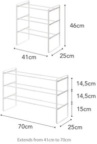 Biela nastaviteľná polica na topánky s 3 poschodiami YAMAZAKI Maebashi