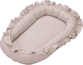 Hniezdo pre bábätko s volánom púdrovo ružová 83x54cm