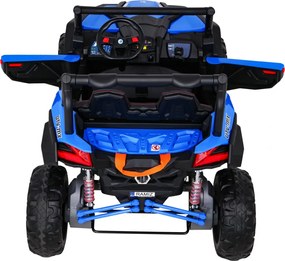 Ramiz Detská batériová bugina UTV-MX Modrá + pohon 4x4 + diaľkové ovládanie + LED audio + úložný priestor + EVA + pomalý štart