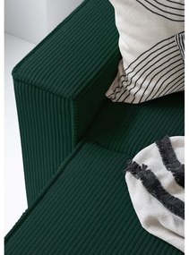 Tmavozelená menčestrová rozkladacia rohová pohovka (pravý roh/do tvaru "U") Brave Dave – Miuform