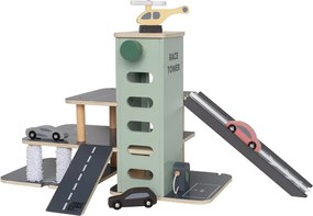 Detská parkovacia garáž s vrtuľníkom