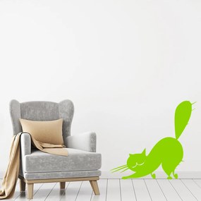 Veselá Stena Samolepka Naježená mačka Farba: zelená, Veľkosť: 100 x 90 cm