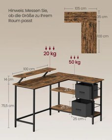 Rohový kancelársky stôl s dvoma boxami LWD098B01