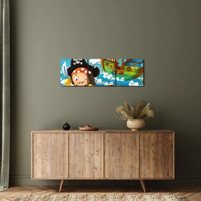 Obraz - Pirátsky poklad (s hodinami) (90x30 cm)