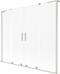 Mexen Velar L Duo, 2-krídlová posuvná vaňová zástena 180 x 150 cm, 8mm sklo námraza, brúsená oceľ, 896-180-003-32-97