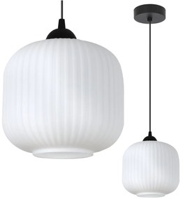 Závesné svietidlo Riffle 2, 1x biele sklenené tienidlo, b