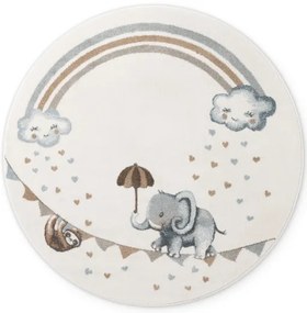 Koberec Villeroy & Boch BOHO KIDS Walk like an Elephant Rainbow krémový kruh