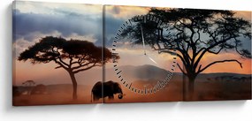 Obraz - Národný park Serengeti, Tanzánia, Afrika (s hodinami) (90x30 cm)