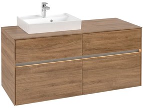 VILLEROY &amp; BOCH Collaro závesná skrinka pod umývadlo na dosku (umývadlo vľavo), 4 zásuvky, s LED osvetlením, 1200 x 500 x 548 mm, Oak Kansas, C071B0RH