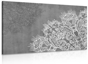 Obraz prvky kvetinovej Mandaly v čiernobielom prevedení