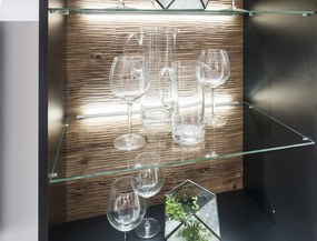 Vysoká vitrína Boston, čierna/dub ribbeck, s osvetlením, pravá