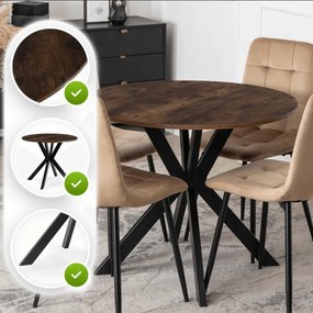 Stôl ERION 90 cm Dub Rustikál / čierny