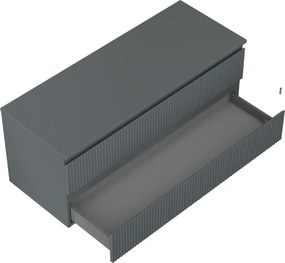 Mexen Rivel, kúpeľňová skrinka 120 cm s hornou časťou, 2 zásuvky, drážkovaná, grafit matná - 91A20-12047-2-BFFC66