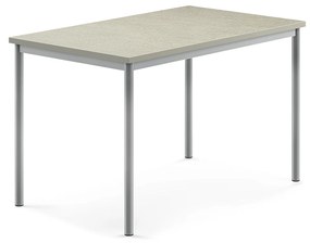 Stôl SONITUS, 1200x800x760 mm, linoleum - svetlošedá, strieborná