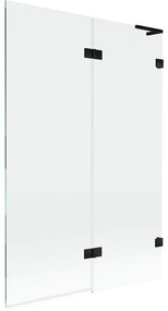 Mexen Lunar L, 2-krídlová vaňová zástena pravá 120 x 150 cm, číre sklo, čierna matná, 897L-120-100-70-00-P
