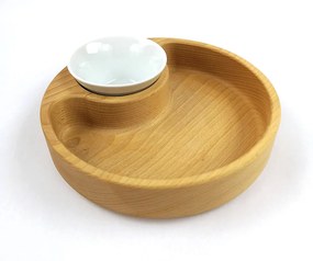 AMADEA Drevená miska nachos guľatá, masívne drevo, rozmer 20x4, 5 cm