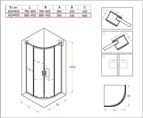 BPS-koupelny Štvrťkruhový sprchový kút HYD-RK94B 90x90 cm chróm/transparent + vanička HYD-RSV-ST01B biela