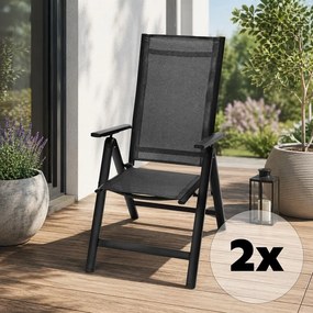 Set 2 ks hliníkových polohovacích kresiel Avenberg ISLA, čierna