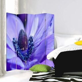 Ozdobný paraván Příroda Květina Fialová - 180x170 cm, päťdielny, obojstranný paraván 360°