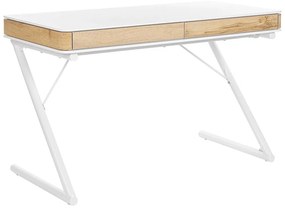 Písací stôl z dubového dreva 120 x 60 biely FONTANA Beliani