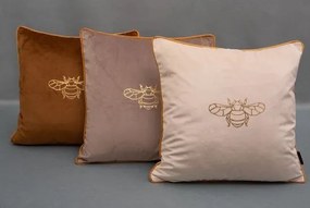 Tyrkysová obliečka na vankúš so zlatým vzorom včely 45 x 45 cm