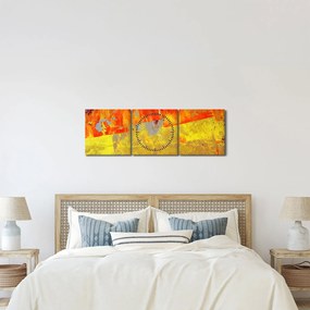 Obraz abstrakcie - maľba (s hodinami) (90x30 cm)