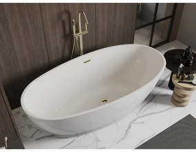 Mexen Bilbao, voľne stojaca vaňa 180 x 90 cm, biela, zlatý lesklý prepad, 51311809000-50