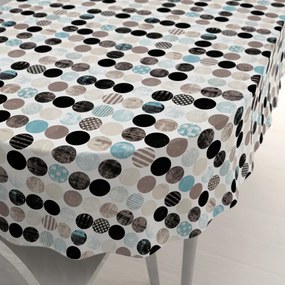 Biante Dekoračný oválny obrus Leona LN-060 Tyrkysové a čierne guličky na bielom 130x220 cm