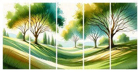 5-dielny obraz pokojný strom života