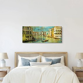 Obraz - Benátsky kanál a gondoly (120x50 cm)